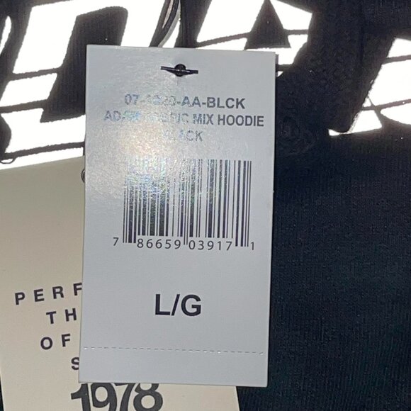 Jordache Vintage Adam Mixed Fabric Black and Blue Denim Hoodie Size L - Picture 8 of 13